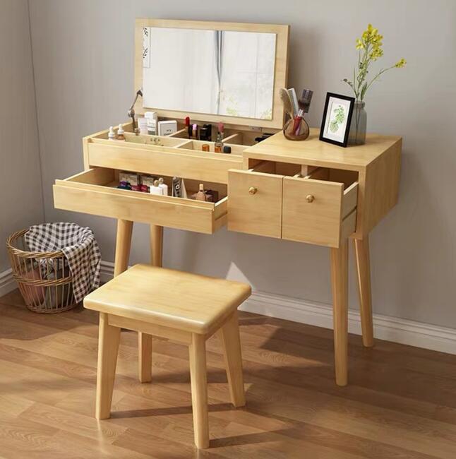 北欧風化粧台　シンプル小型化粧収納デスク一体化粧台　木製化粧台　ミラー付き 29,250円