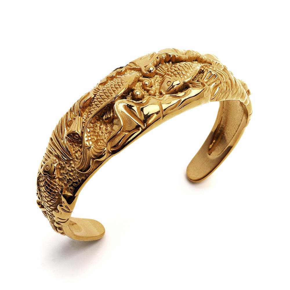 ステンレス 鯉バングル ゴールド [b697]