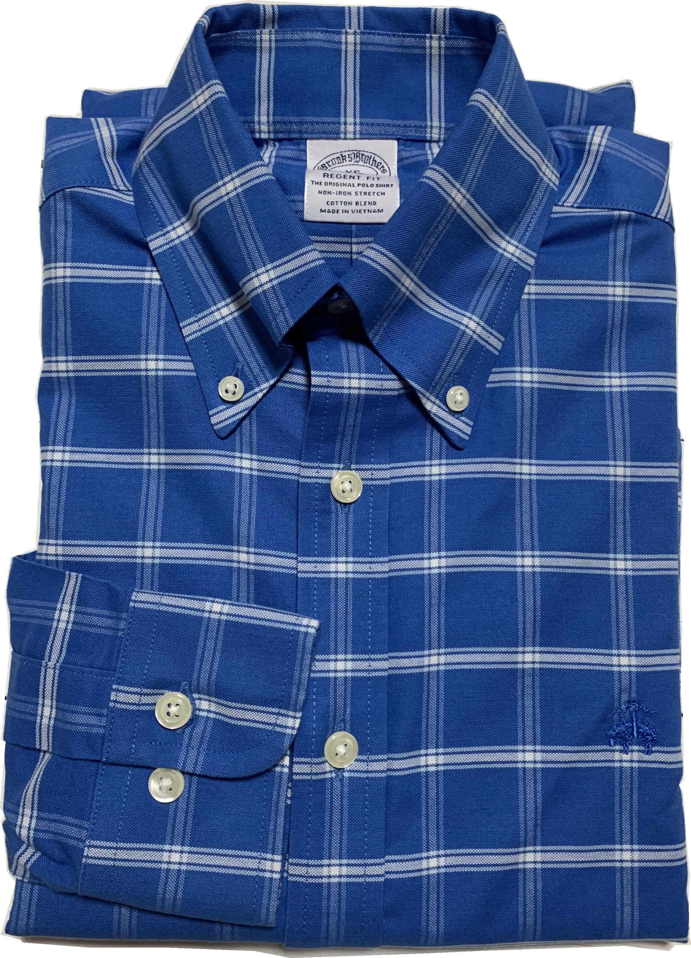 長袖 ワンポイント ボタンダウンシャツ チェック ブルー メンズ Brooks Brothers BB2-032