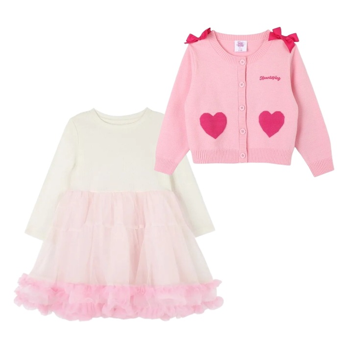 シューティングスター キャッチ ティニピン ハチュピン ハート カーディガン + ワンピース セット 女児服