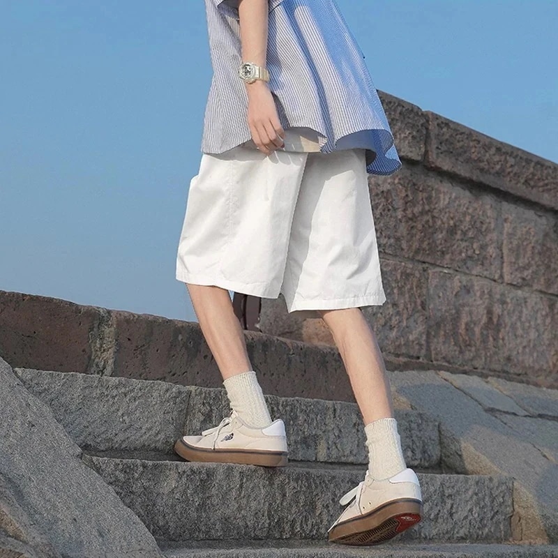 2025 入荷 男性 ホワイトレトロ イージーパンツ ファッション ゆったり カジュアルパンツ ショートパンツ