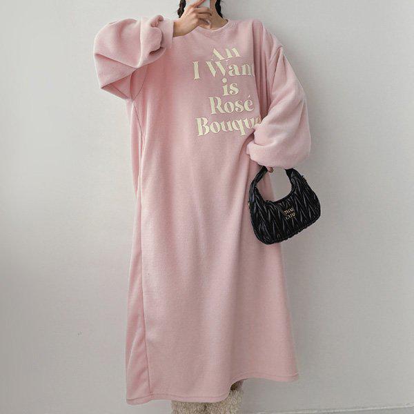 Hスタイル(LH)フリースワンピース 冬 女性 フリース ワンピース OPS ルーズフィット ホームウェア パジャマ デイリー