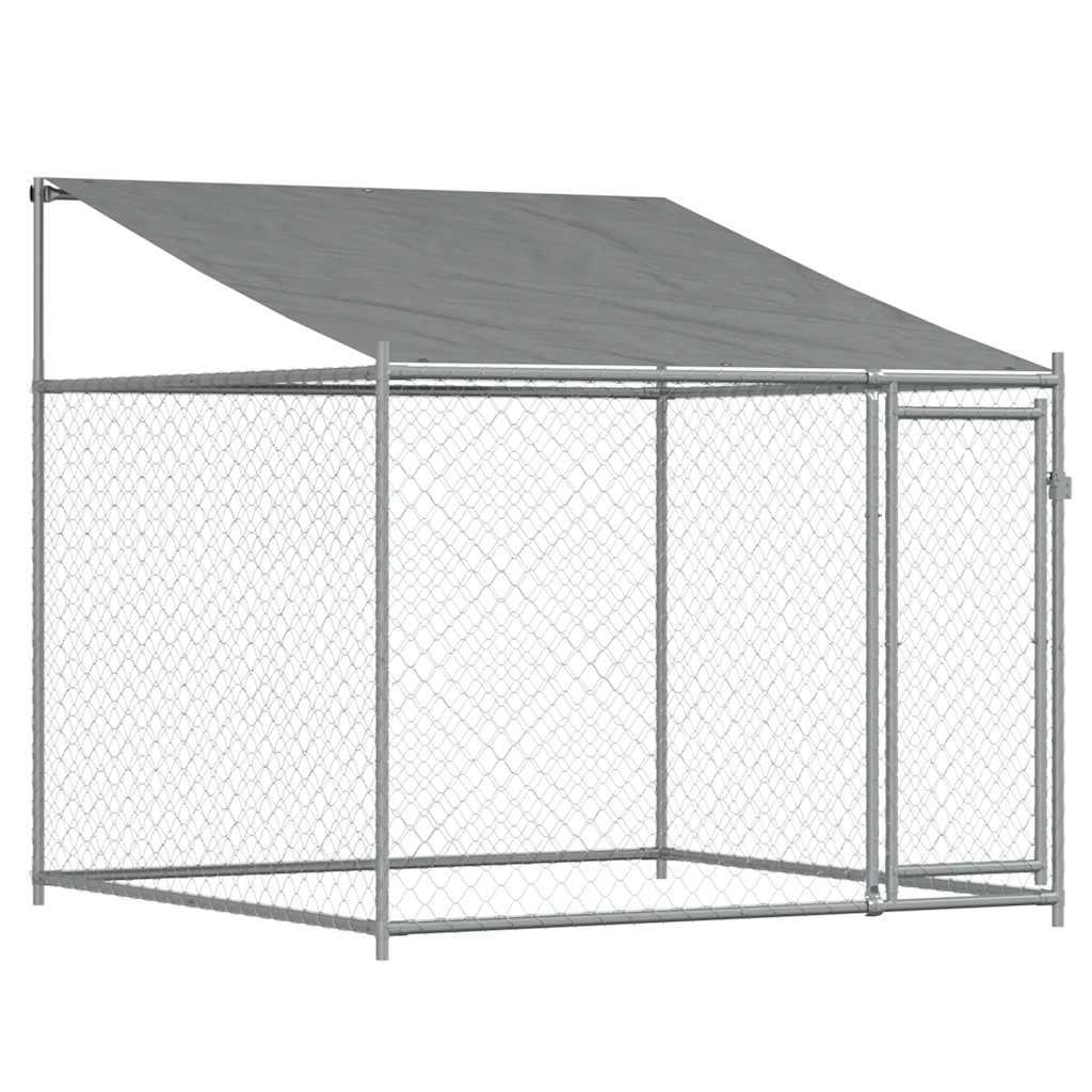 犬用ケージ ルーフ&ドア付き グレー 2x2x2 m 亜鉛メッキ鋼