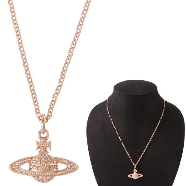 ネックレス MINI BAS RELIEF PENDANT 63020086 G120 オーブ ラインストーン ピンクゴールド