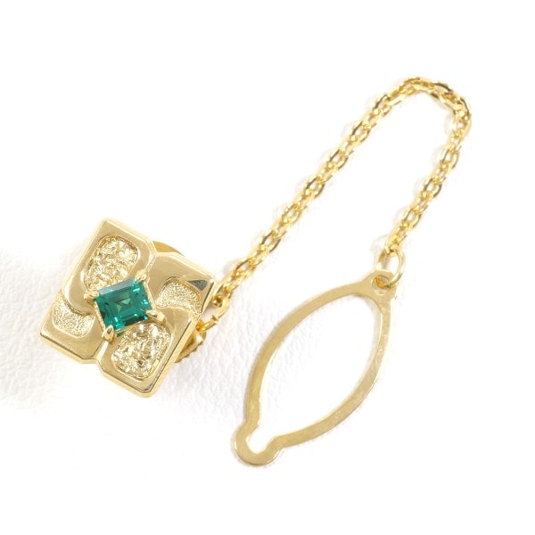 K18 18金 YG 合金 ピンブローチ 合成エメラルド 0.22 ジュエリー 中古 32,370円