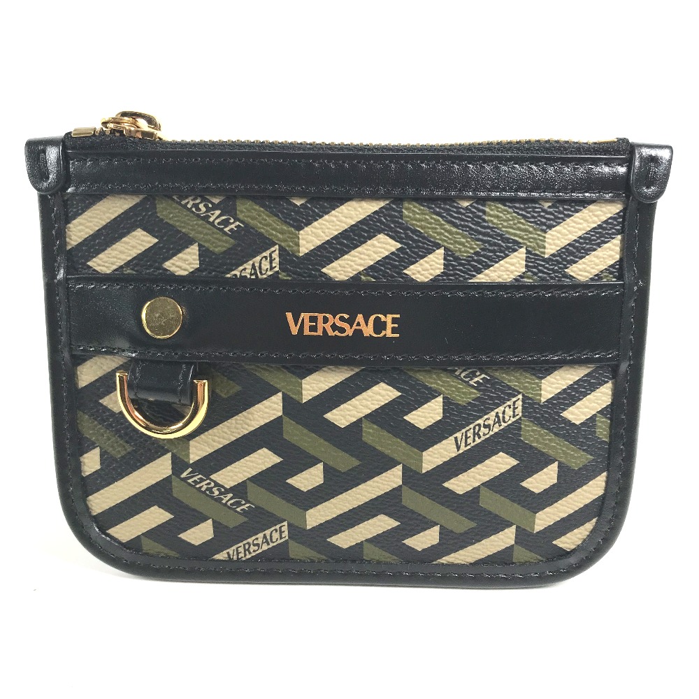 ポーチ 総ロゴ ラグレカ ベルトポーチ ウエストバッグ ボディバッグ フラットポーチ レザー カーキ