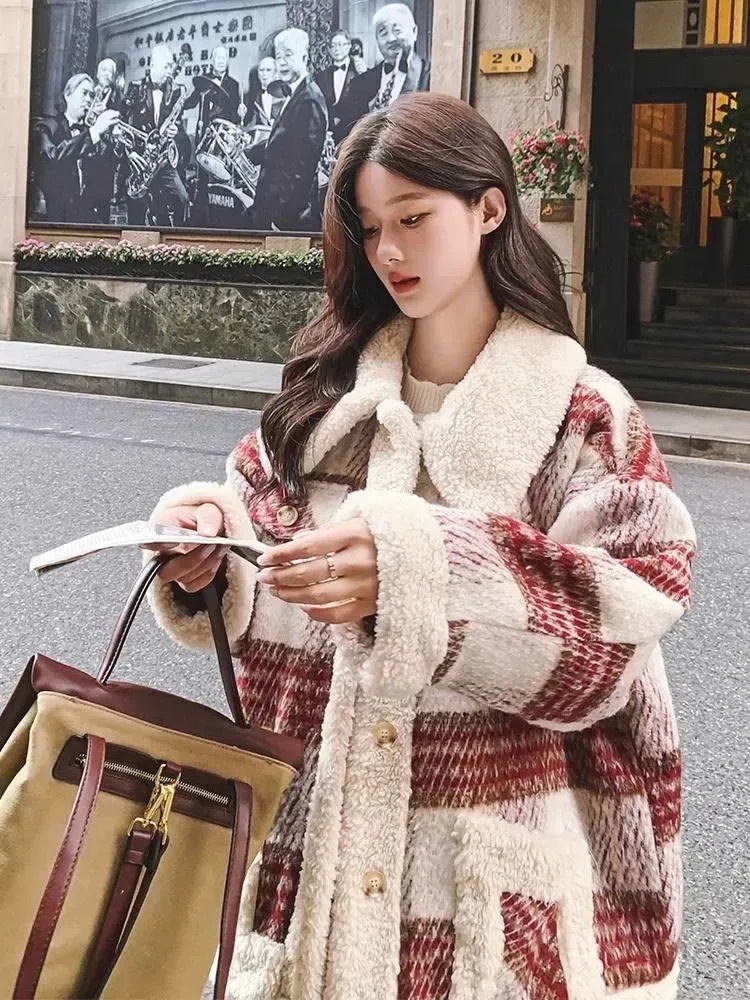 チェック 防寒 厚手 毛皮 ラムズウール 中綿ジャケット 裏起毛 皮毛一体 ディアフリース ダウンジャケット スウェット パーカー マウンテンパーカー プラッシュ イーザッカ