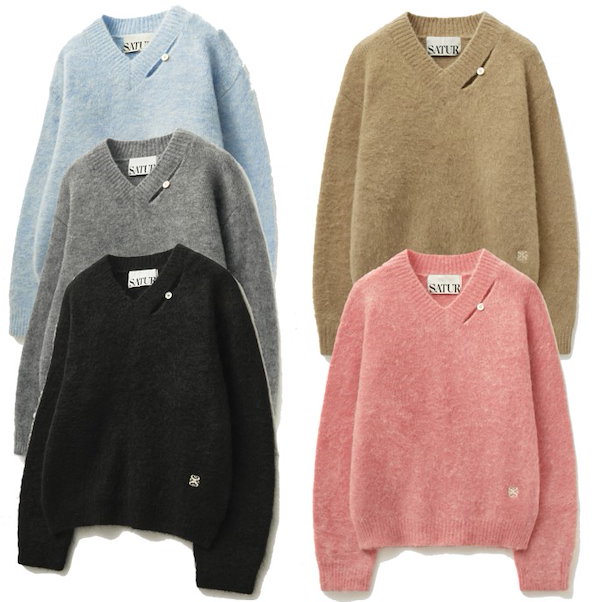 ★人気★【SATUR】★Essen Two Tone Mohair Pullover Kni.t★ Essen Two Tone Mohair Pullover Knit - Pink | ファッション