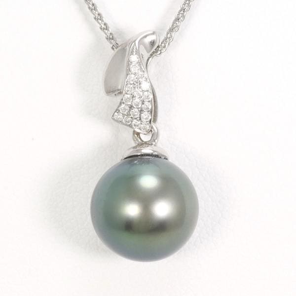18K WG ネックレス パール ダイヤ 0.07 総重量約4.8g 約45cm ジュエリー 中古 58,370円
