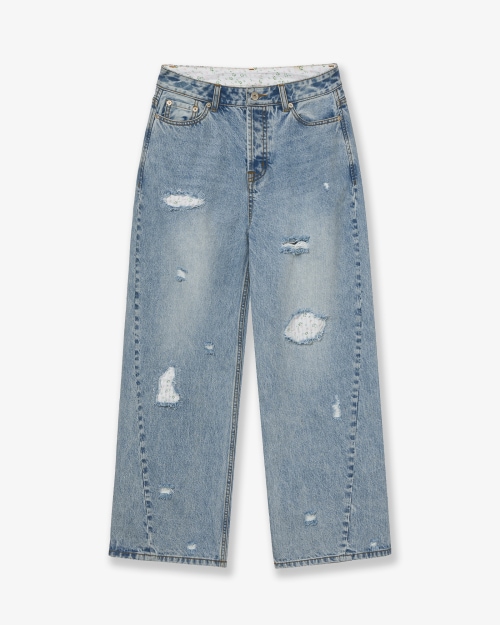 【AEAE】 FLOWER PATCHWORK DENIM PANTS [LIGHT BLUE] 正規品