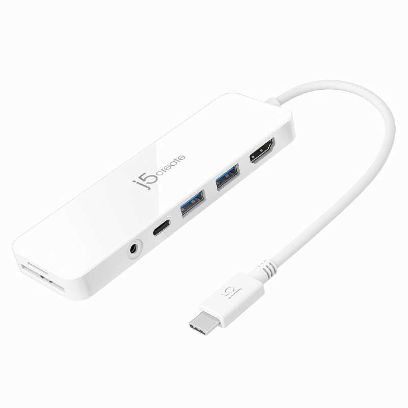 J5　ＵＳＢ－Ｃ　７ｉｎ１　スリムマルチポートアダプター　ホワイト　［ＵＳＢ　Ｐｏｗｅｒ　Ｄｅｌｉｖｅｒｙ対応］　JCD373