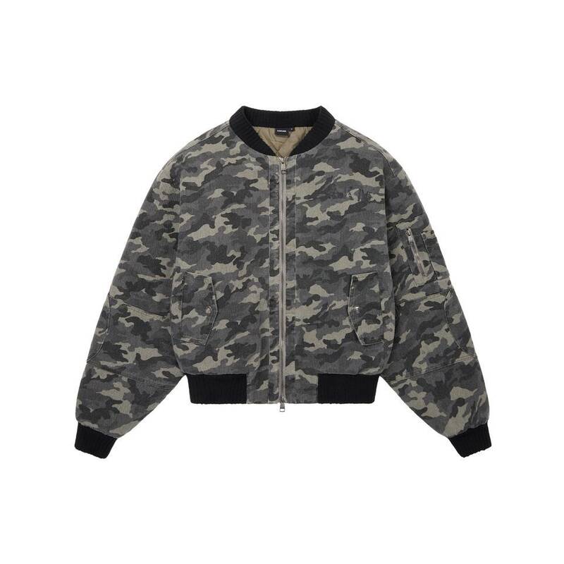 アカム AAKAM ディストレストコットン MA1ジャケット カモ 499791