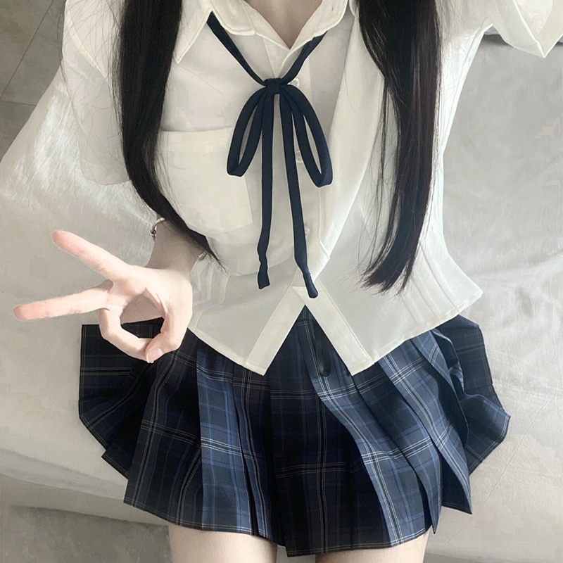 jk制服スーツ Jin s 四川柄スカート 学校用 カレッジスタイル 半袖 学生 ハイウエスト プリーツスカート 夏