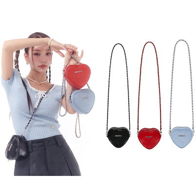 ★ANOETIC★HEART CHAIN MINI BAG MUSINSA | ANOETIC HEART CHAIN MINI BAG_BLACK