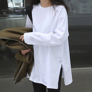 2022 トレーナー Tシャツ トップス 長袖 ロングTシャツ 上着 ゆったりフ レディース サイズ ワンポイント 長袖T ロンT 丸首 クルーネック ユニセックス