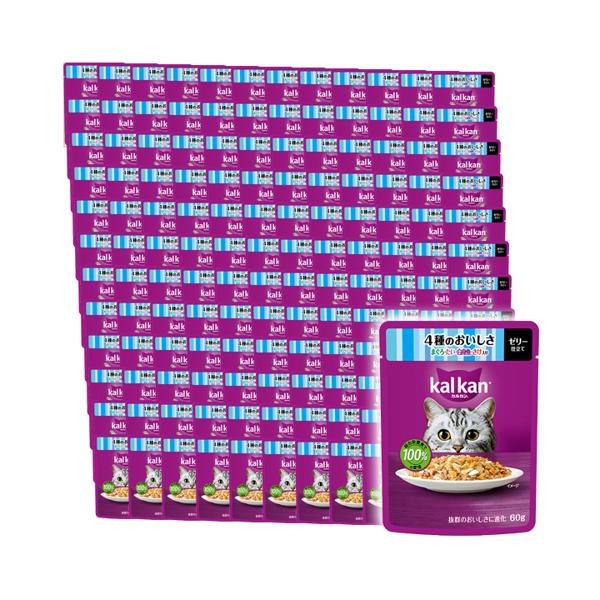 120個セット カルカン パウチ 4種のおいしさ まぐろ・たい・白身魚・さけ入り 60g