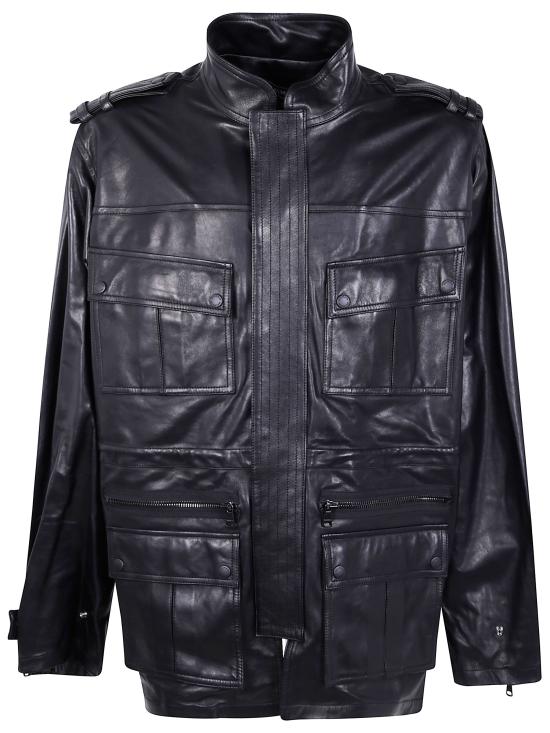 BALMAIN Men Leather Jackets FH1TJ211LD63 0PA BLACK