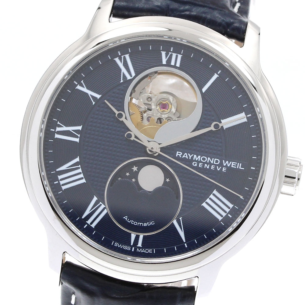 レイモンドウィル RAYMOND WEIL 2240-STC-J0508 マエストロ 日本限定モデル ムーンフェイズ 自動巻き メンズ 美品 箱・保証書付き_918795【中古】