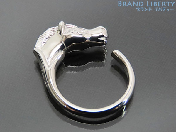 新品仕上げエルメスシュバルホースリング指輪ホースモチーフシルバーメタル