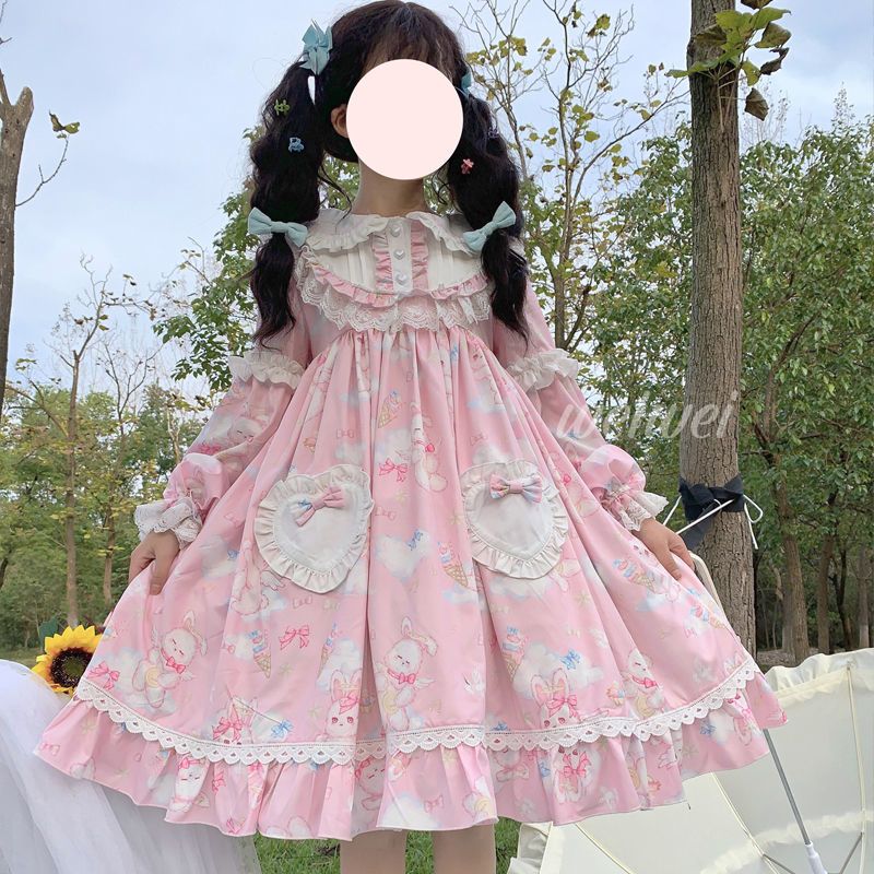 オリジナル デザイン ロリータ 甘い 柔らか 萌え ウサギ ワンピース 可愛い ドレス レディース