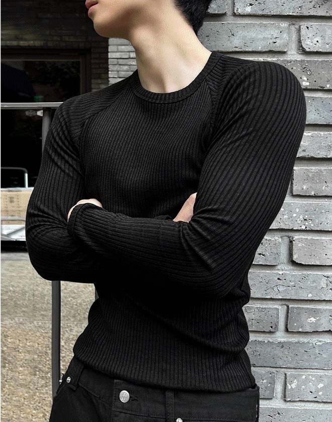 [COSYHARU公式] Muscle Fit Raglan Ribbed Knit