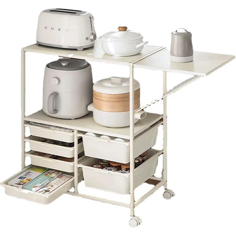 レンジラック レンジ台 食器棚 キャスター付き 大型レンジ対応 可動式天板 引き出し付き キッチンラック キッチンカウンター 省スペース