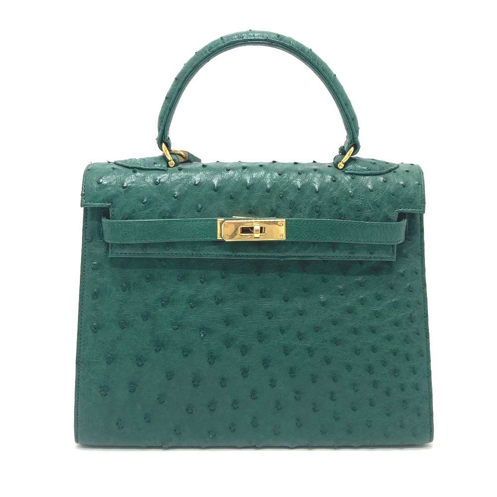 no brand ノーブランド ハンドバッグ オーストリッチ ハンドバック バック カバン オーストリッチ グリーン