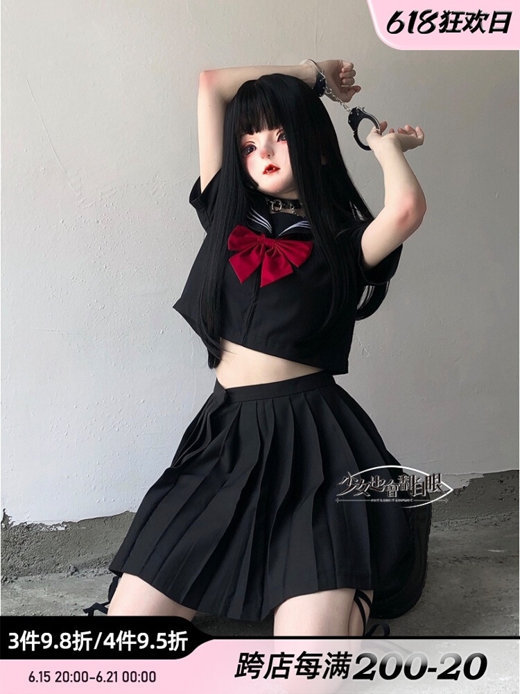 少也目: 正統白三本jk少女基礎モデル女性制服セーラー服不良黒スーツ