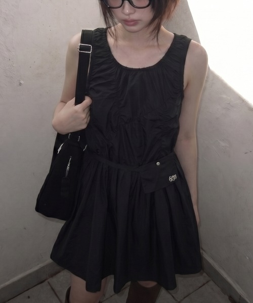 RAWGUE ミニバッグシャーリングドレス_ブラック