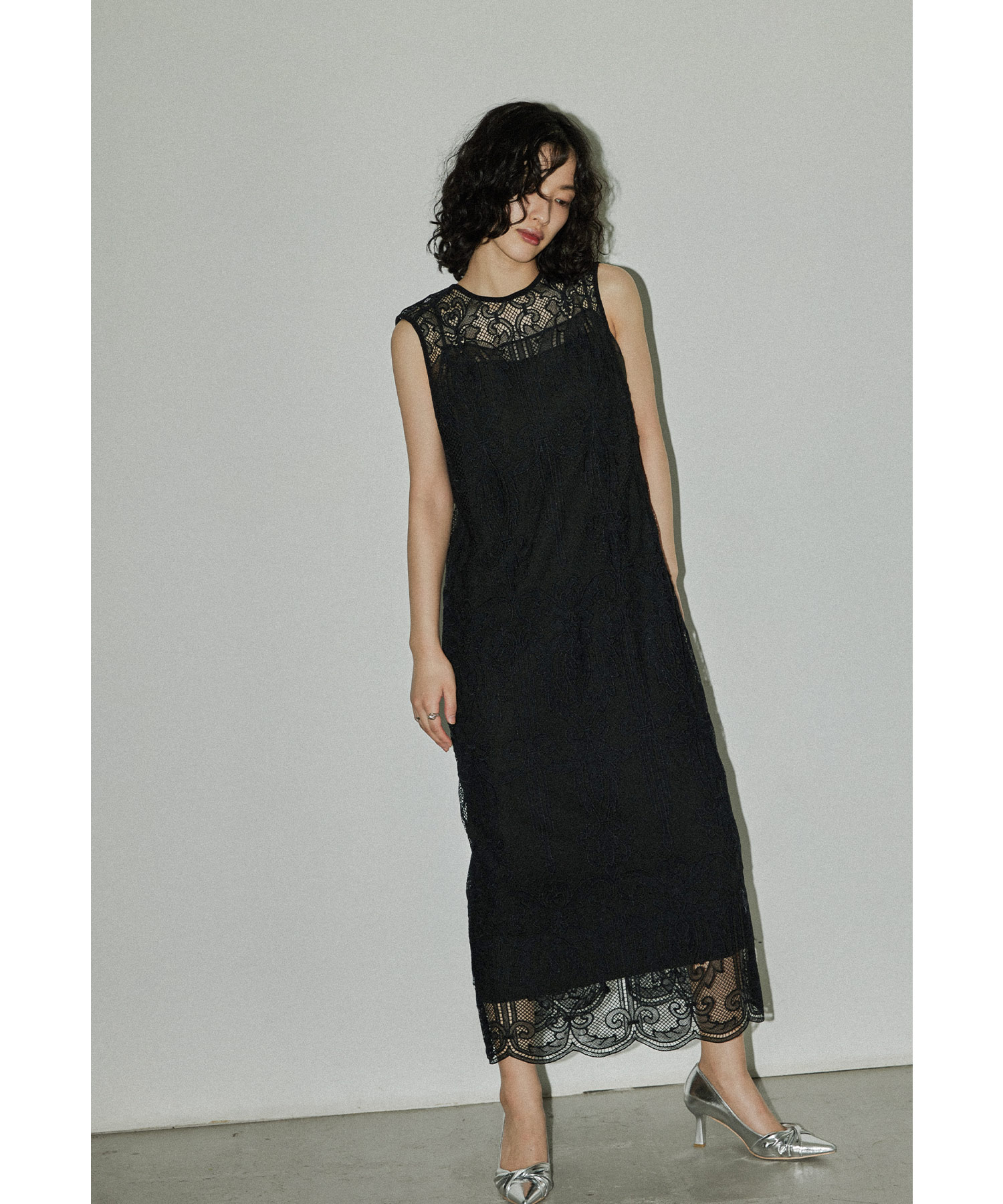 ケミカルレースジッパードレス パーティードレス 結婚式 ベスト ジレ 羽織 ノースリーブ キャミワンピース 2点セット レイヤード Iライン タイト お呼ばれ パーティー 二次会 披露宴 謝恩会