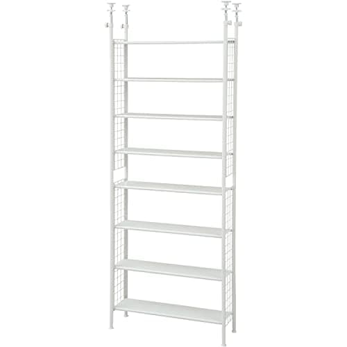 [山善] フリーラック (突っ張り) スリム 幅78奥行25高さ209-282cm 棚板耐荷重10kg 棚板の高さが変えられる 壁面収納 本棚 組立品 ホワイト STR-788(WH/WH)