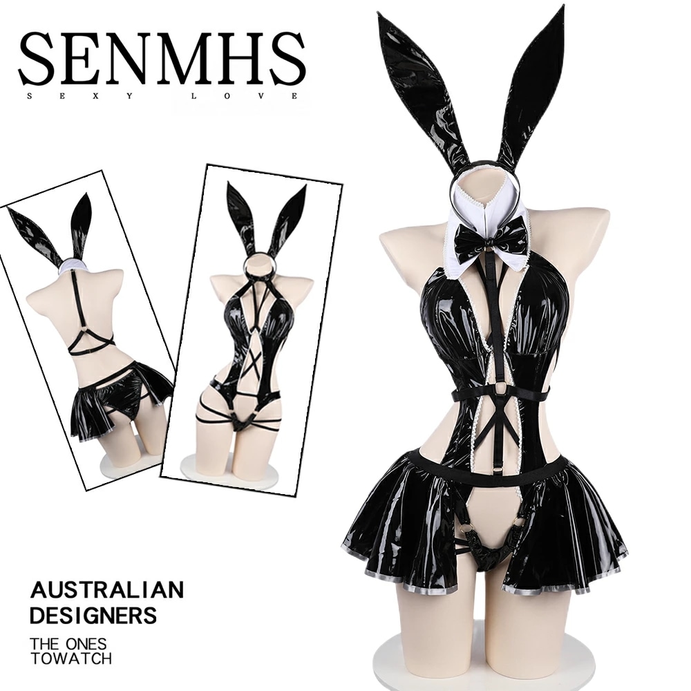 【即納】 逆バニー セクシー バニーガール 可愛い キュート 小悪魔 レオタード ハイレグ PU革 萌え 下着 バニー メイド ボディコン コスプレ コスチューム レディース 黒