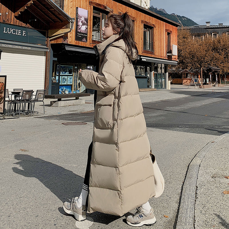 カーキ色ダウン綿服女性冬2023新型超ロングタイプ膝から足首まで韓国版厚手芸考コート