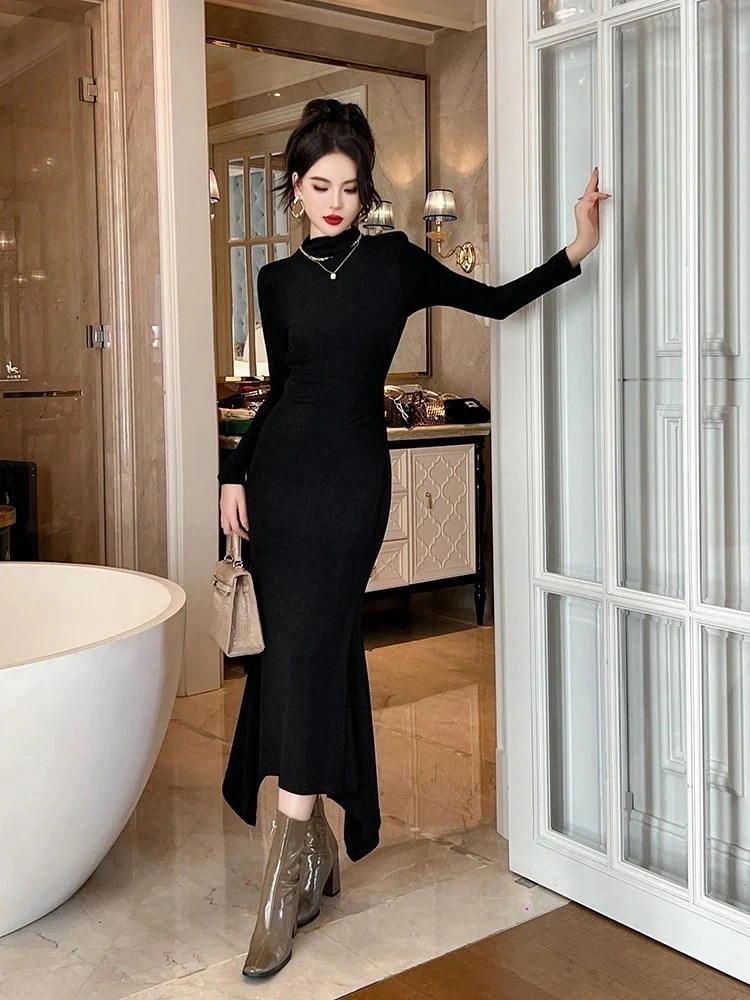 【JY.上品】 秋冬 ワンピース マーメイド ベーシック パーティードレス キャバ 着痩せ 大人 お呼ばれ 同窓会 披露宴 卒業式 結婚式 ウェディング 二次会30%までに制限