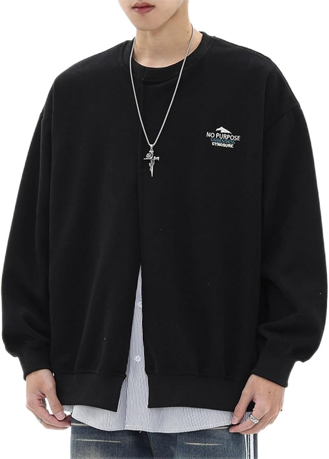 フルオーバー ストライプ レイヤード シャツ 長袖 トレーナー メンズ パーカー スウェット クルーネック 長袖トップス デザイン性 ins風 春秋着 薄い手 おしゃれ 普段用 アウトドア ジョギング 13,321円