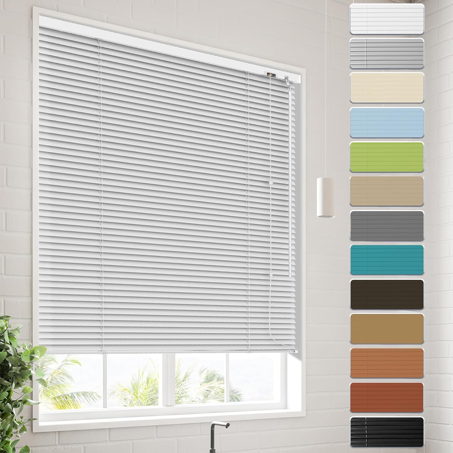 アルミブラインド オーダーメイド ブラインドカーテン カーテンレール取付可能 0.5cm単位でオーダー 防水 遮熱 簡単取付け 目隠し13色 右操作 ホワイト 幅160x丈120CM