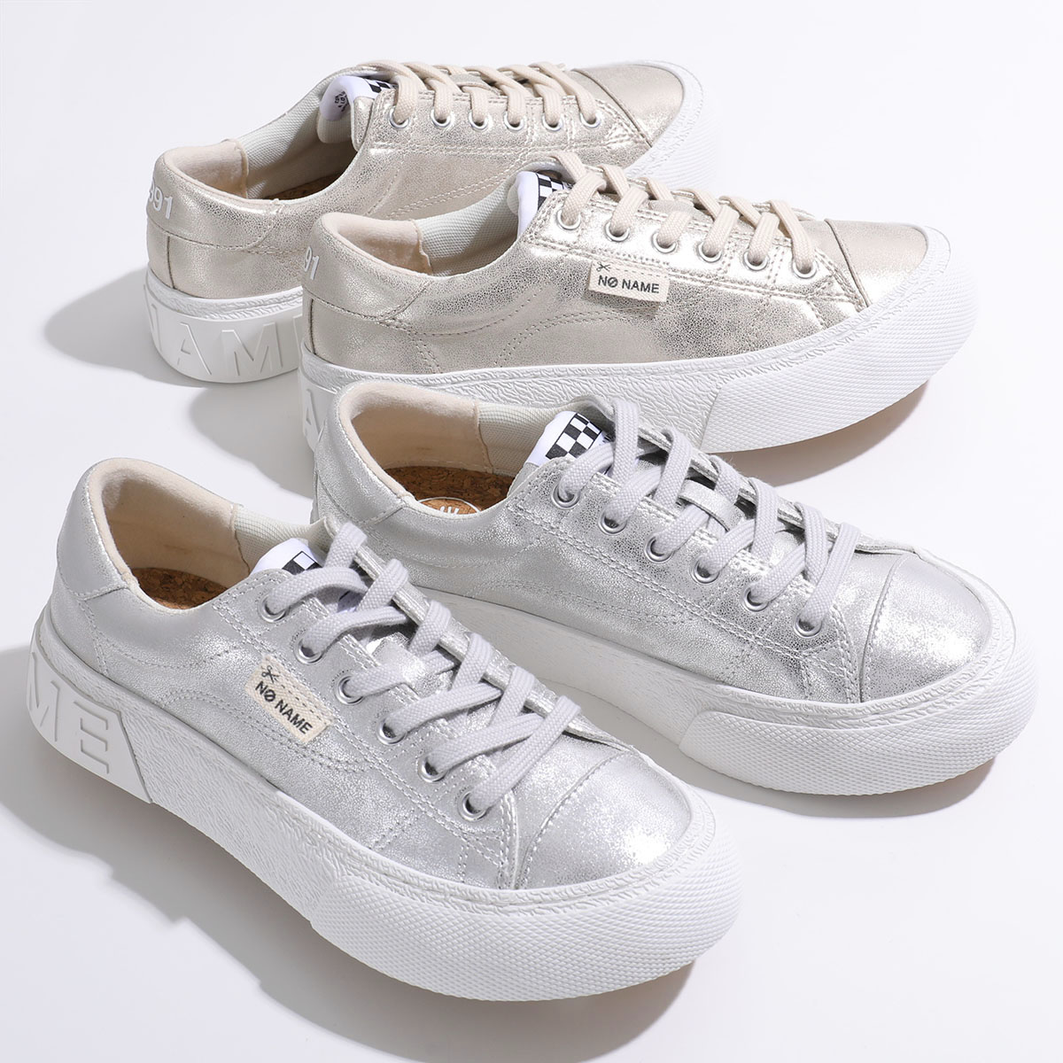 NO NAME ノーネーム スニーカー RESET SNEAKER リセット レディース ローカット メタリック プラットフォーム 厚底 シューズ 靴 カラー2色