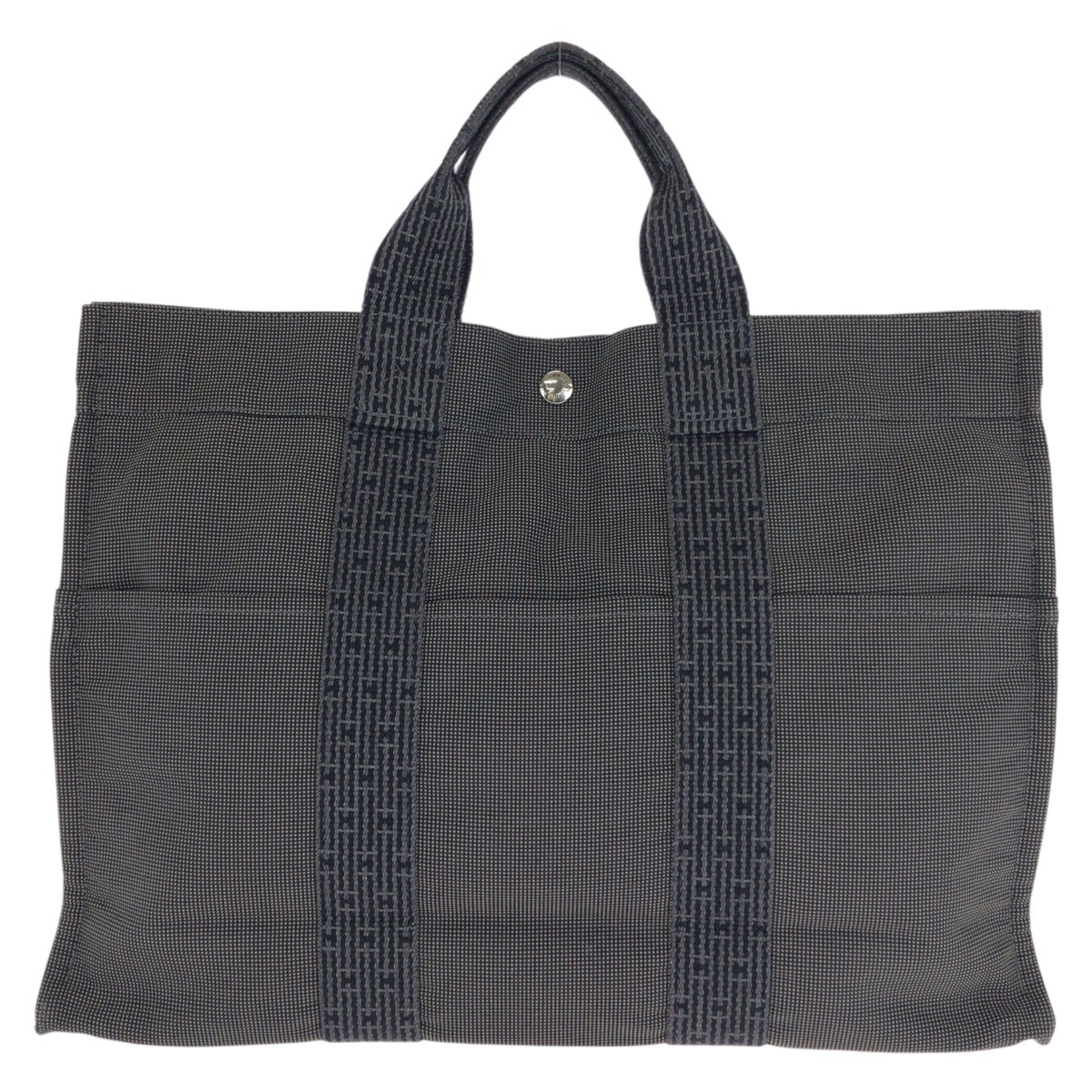 美品 エールライン MM グレー シルバー金具 ポリアミド/ポリエステル トートバッグ ハンドバッグ レディース 602068