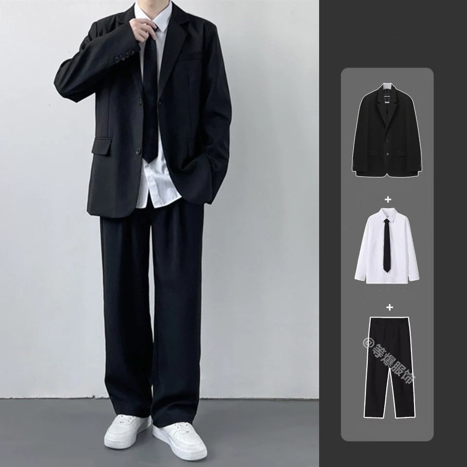 DK制服 カジュアルスーツ ブレザー+長袖シャツ+カジュアルパンツ アカデミック上下3点セット（ネクタイを送る）853