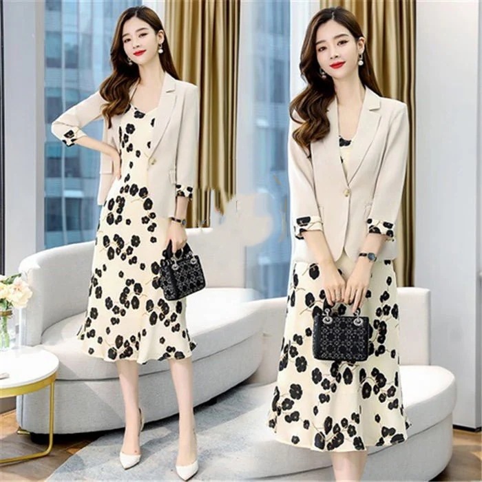 Hot!!!セットアップ レディース サスペンダースカート 花柄 ロング フリル スカート ジャケット 着痩せ