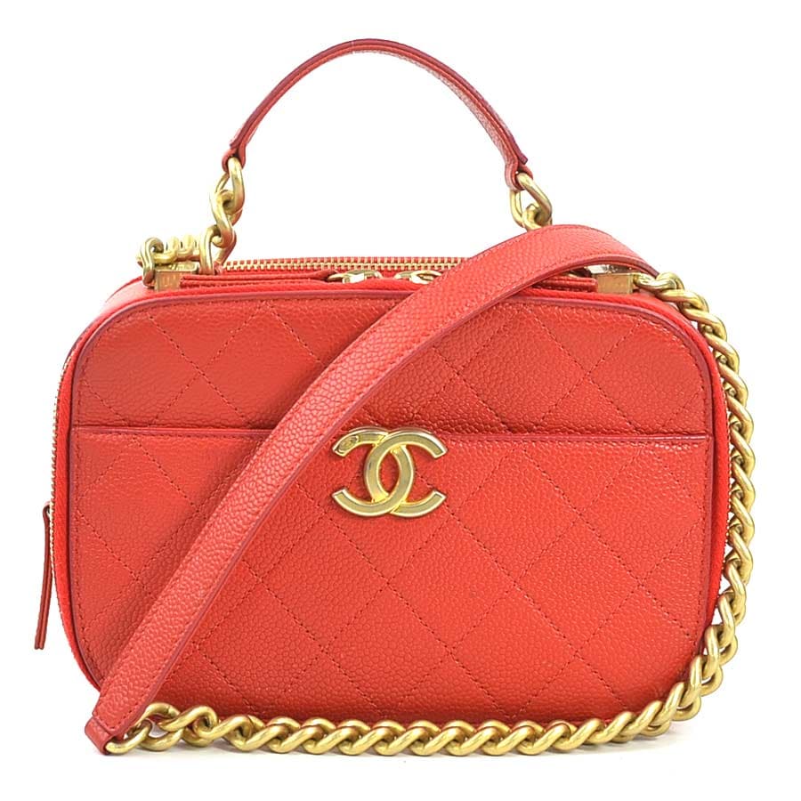 シャネル CHANEL ハンドバッグ ショルダーバッグ マトラッセ キャビアスキンレザー/メタル レッド/ゴールド レディース e60094a