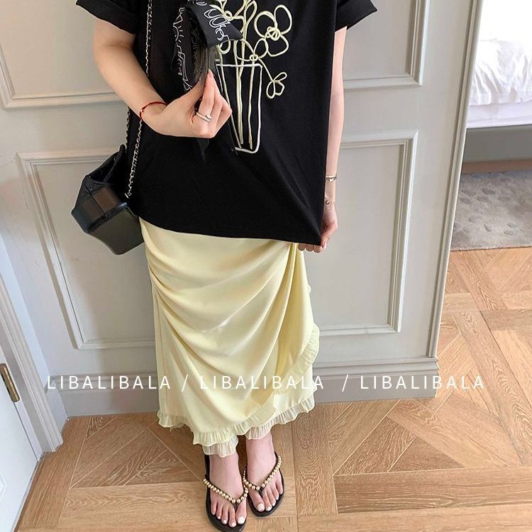 (最安値保証) 今買いたいが特売！お出かけ レディース 韓国風系ファッション フェイクキュートフレンチ 甘め かわいい おしゃれ 細見え 脚長効果 美脚効果 ハイウエスト Aライン ミディアム丈 韓国