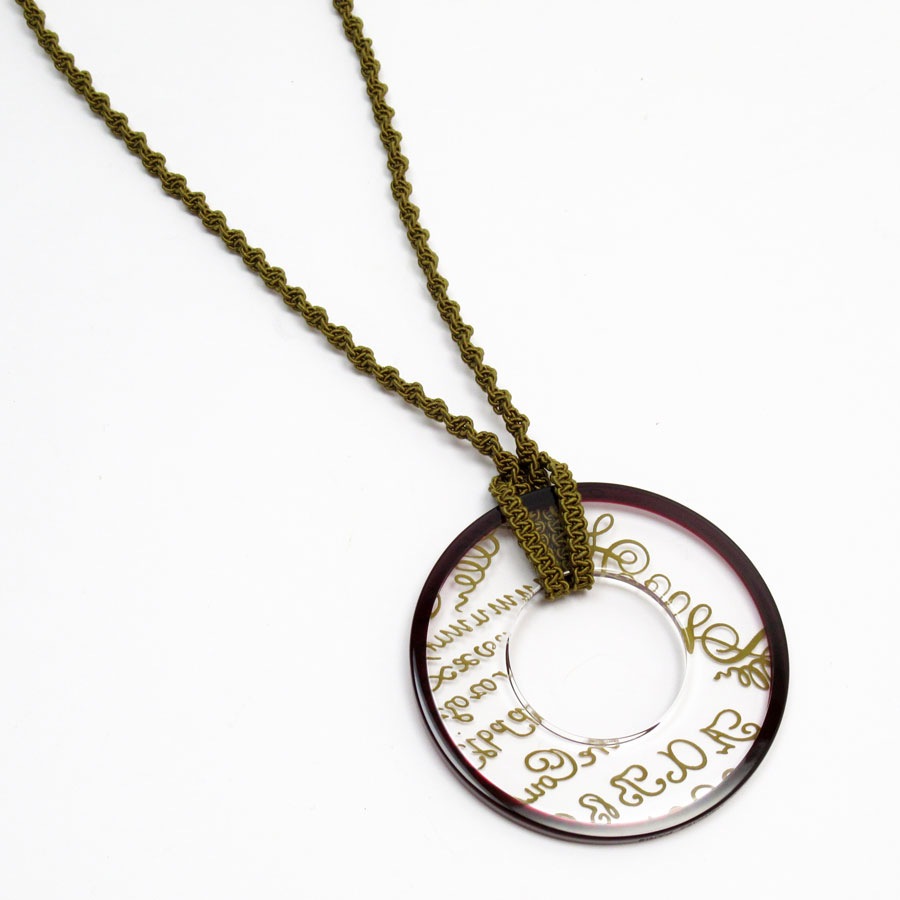 エルメス HERMES ネックレス クリスタル クリア×ボルドー×カーキ ユニセックス t19580