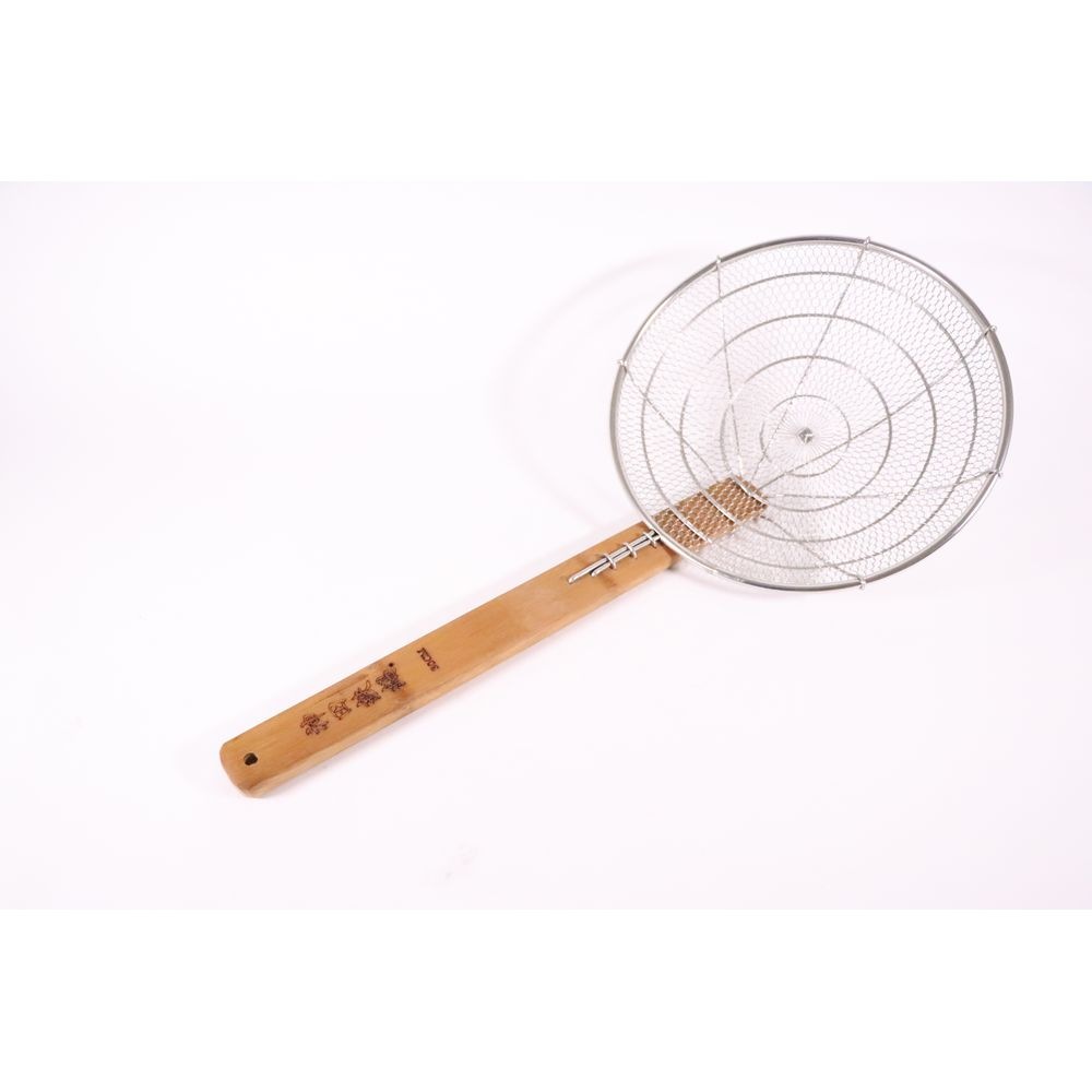 カンダ 神田鉄鍋 炭化竹柄 手編みそば揚げ 極細目 30cm