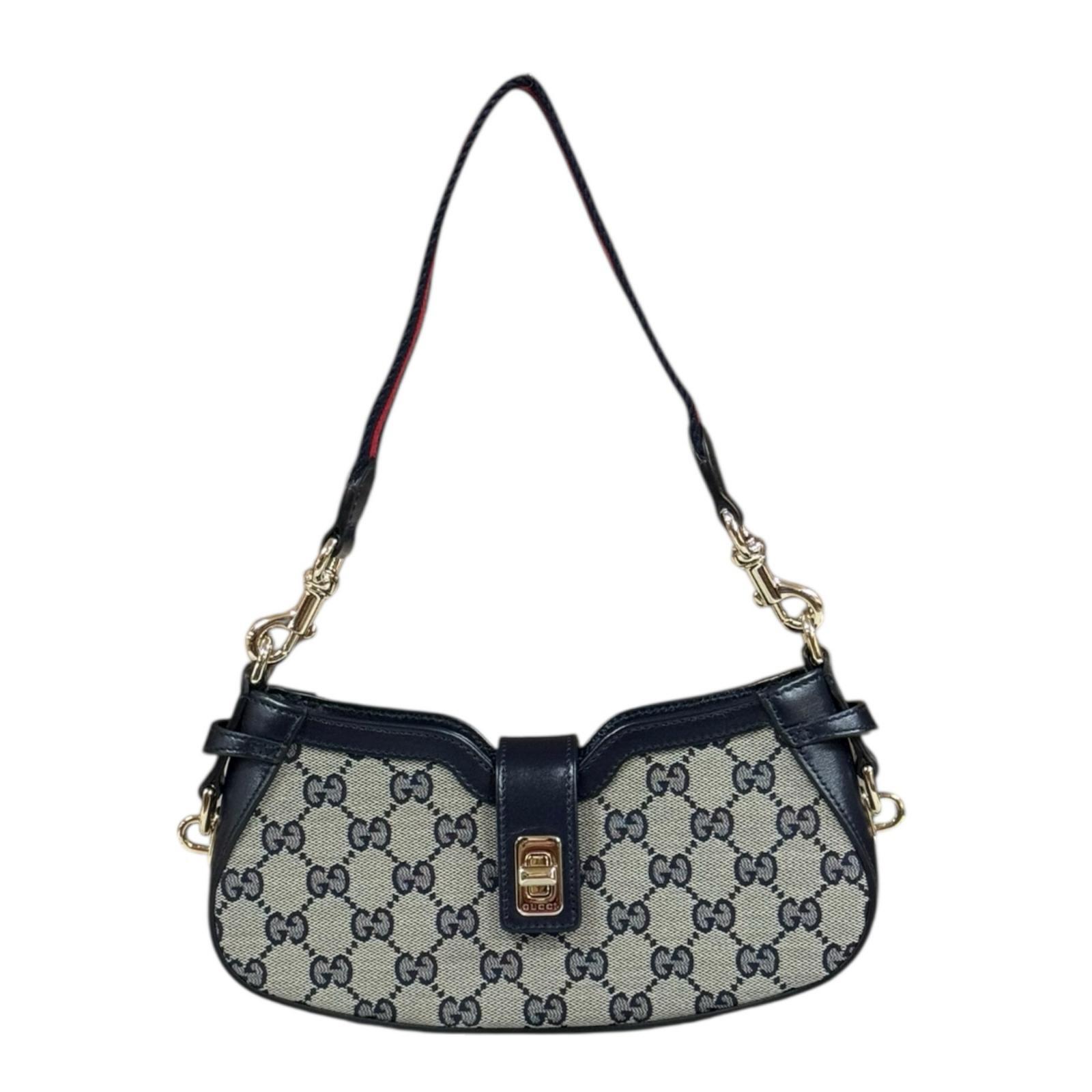 グッチ ムーンサイドミニショルダー GGキャンバス ショルダーバッグ GGキャンバス 786015 ネイビー GUCCI 中古 美品