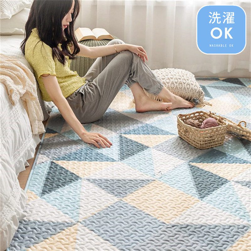 カーペット 綿100％ ラグ 洗える ラグマット 220×210cm マット フロアマット 長方形 ソファーカバー 屋内マット ルームマット シンプル リビング 室内 屋内 コットン ベビー 北欧 吸