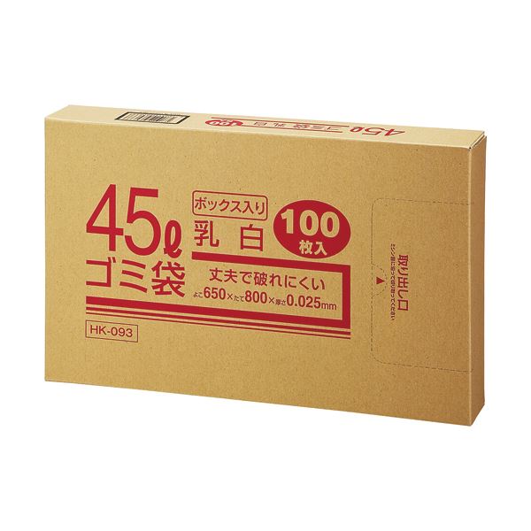 (まとめ) クラフトマン 業務用乳白半透明 メタロセン配合厚手ゴミ袋 45L BOXタイプ HK-093 1箱(100枚) (×10セット)