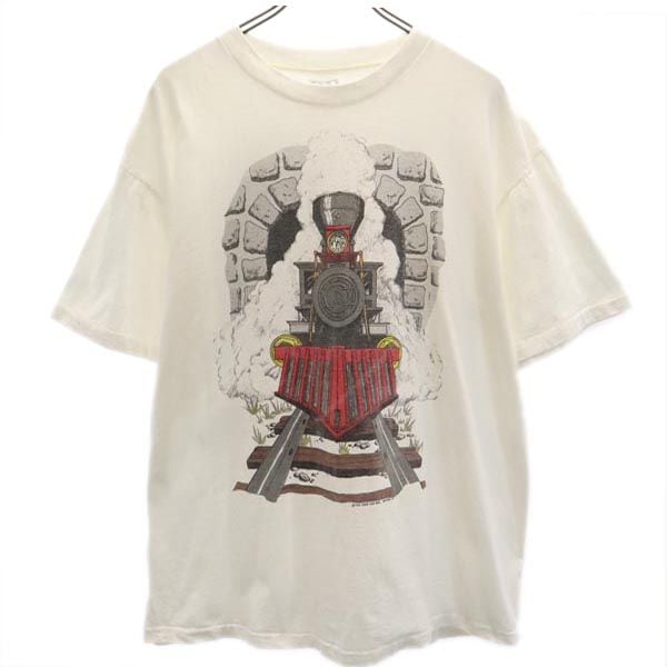 COCK AND ROLL 90s オールド USA製 プリント 半袖 Tシャツ XL 白 メンズ