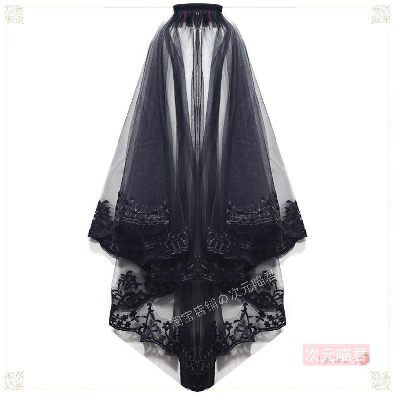 ベール ロング ダーク ロリータ パンク ゴス 黒 修道女 ハロウィン レディース 頭飾り アクセサリー