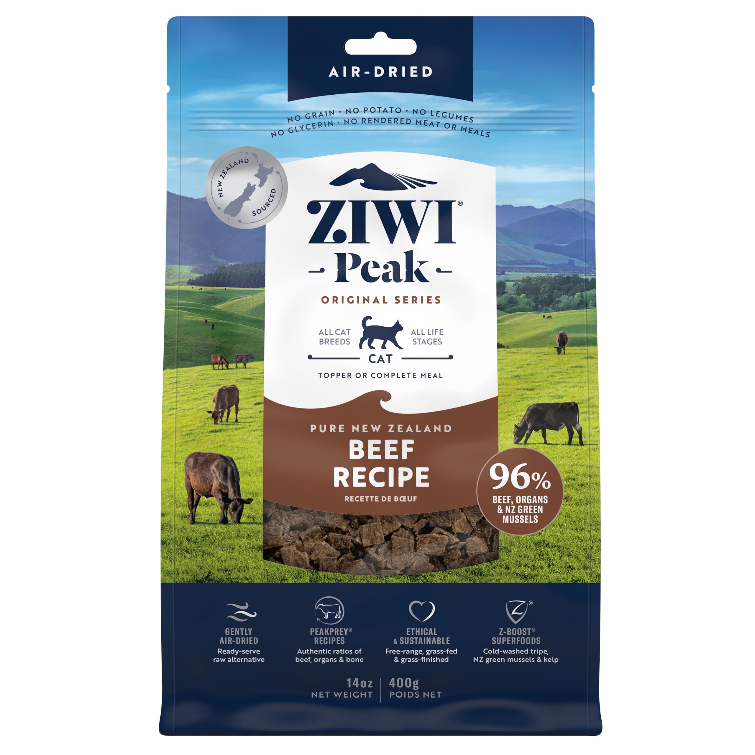 【全国送料無料】 ZIWI エアドライキャットフード グラスフェッドビーフ 400g 自然食